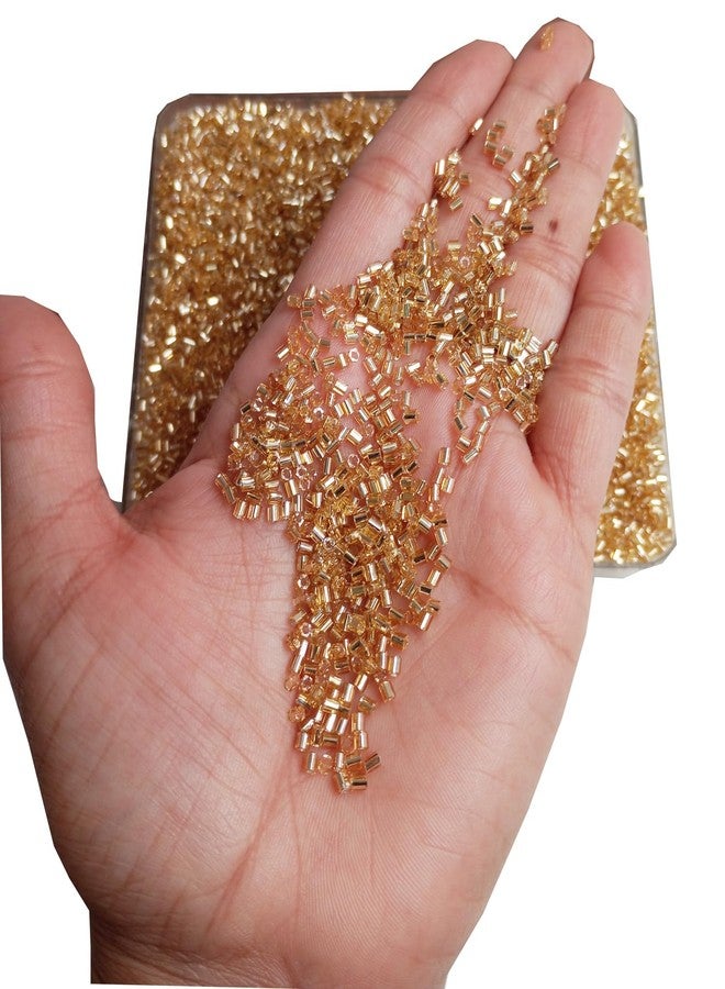 eshoppee 200 gm 4 mm Golden Color Glass Cut Pipe Beads for Jewellery Making kit Art and Crafts Materials for Necklace Bracelet Earring Making Materials DIY kit (21) - Image 2